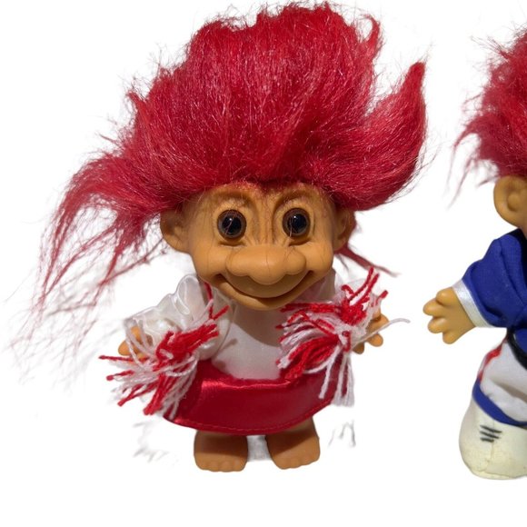 VTG Russ 5” Cheerleader & Football Player Trolls Red Hair Dolls Toys Sports Tall - Picture 2 of 11